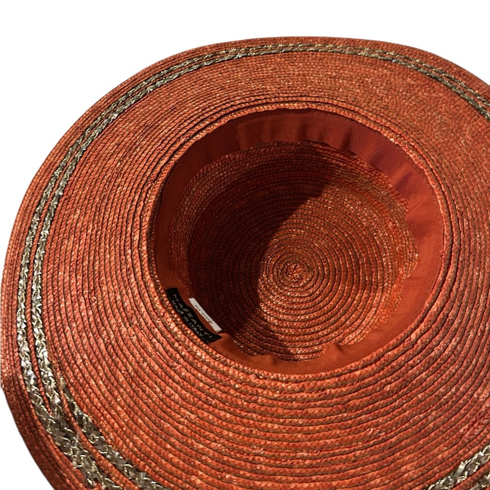 Mazzanti Coral and Metallic Straw Hat - Picture 2 of 9
